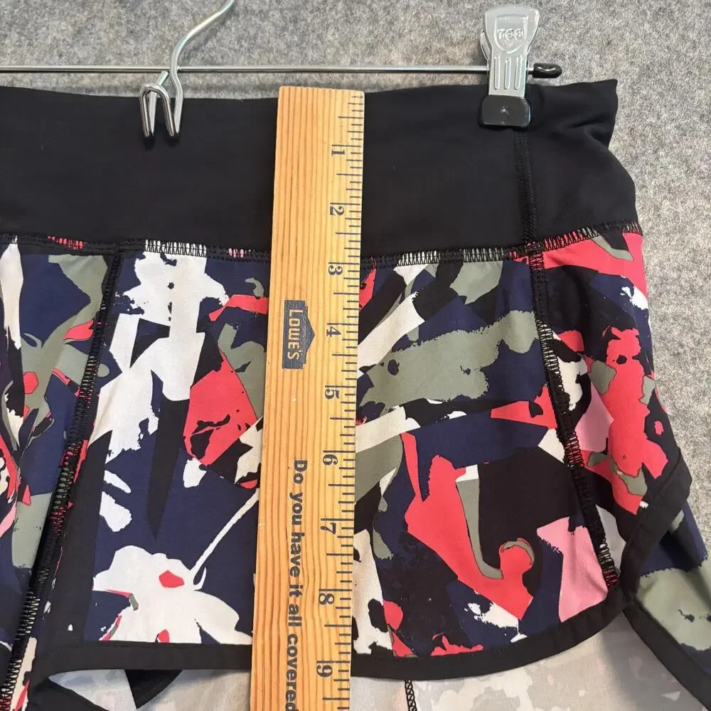 Lululemon Shorts Womens 6 Black Print Run Speed Shorts Pop Cut Boom Athletic